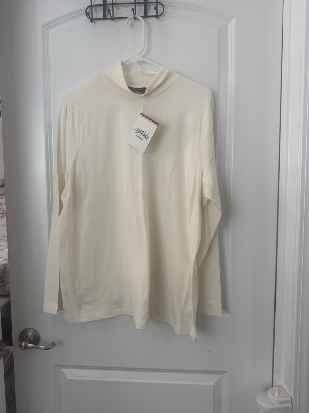 Bob Mackie Cream Hooded Long-Sleeve Shirt